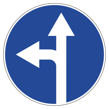 Дорожный знак 4.1.5 «Движение прямо или налево» (металл 0,8 мм, II типоразмер: диаметр 700 мм, С/О пленка: тип А коммерческая)